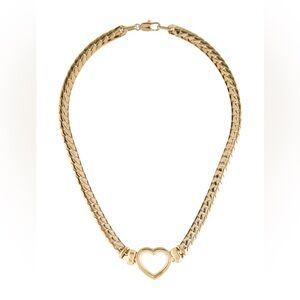 Laura Lombardi Gemma Heart Necklace - 14kt Gold Plated Herringbone Chain - NWOT